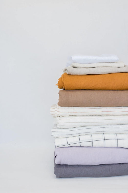 Linen Doona Cover Bed Set - King & Queen - Natural