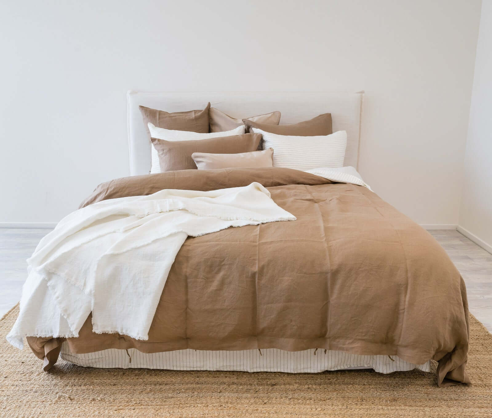 Linen Doona Quilt Cover Set Chestnut - King & Queen