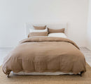 Linen Doona Quilt Cover Set Chestnut - King & Queen
