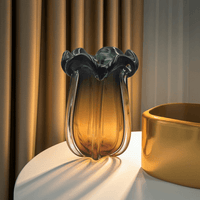 Lotus Vintage Glass Vase Olive Yellow