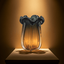 Lotus Vintage Glass Vase Olive Yellow