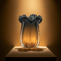 Lotus Vintage Glass Vase Olive Yellow