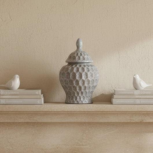 Low Profile Pastel Textured Ceramic Jar