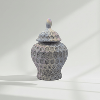 Low Profile Pastel Textured Ceramic Jar