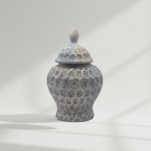 Low Profile Pastel Textured Ceramic Jar