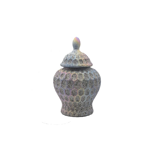 Low Profile Pastel Textured Ceramic Jar