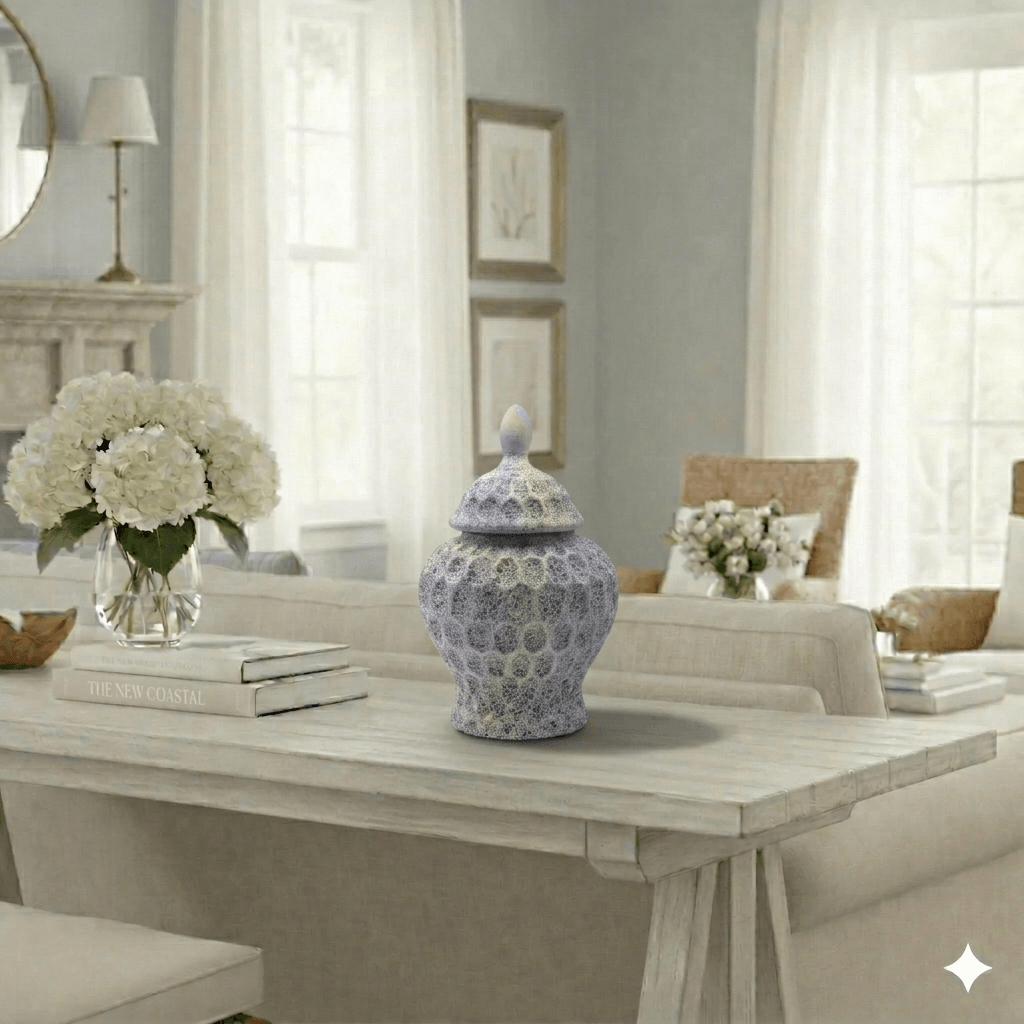 Low Profile Pastel Textured Ceramic Jar