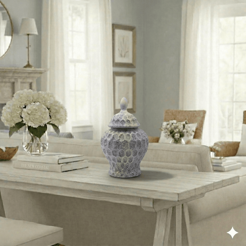 Low Profile Pastel Textured Ceramic Jar