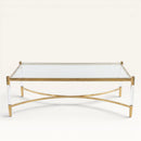Glass Top Acrylic Coffee Table - Gold 140cm