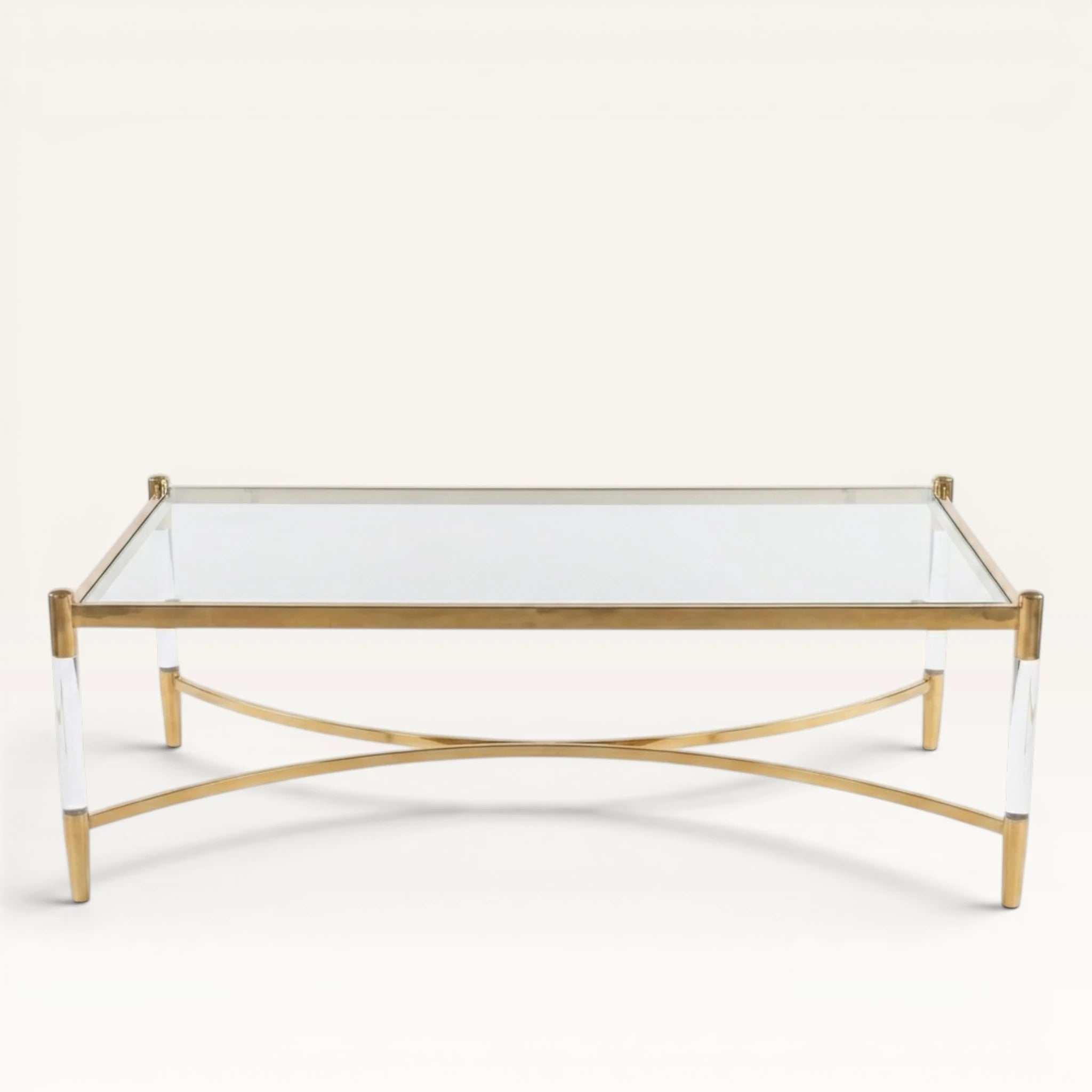 Glass Top Acrylic Coffee Table - Gold 140cm