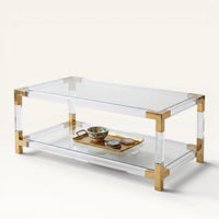 Minimalist Clear Acrylic Coffee Table - Gold