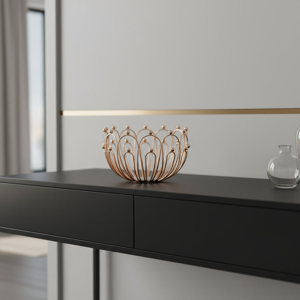Luxe Gold Fruit Bowl - Glass and Metal Centerpiece