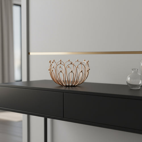 Luxe Gold Fruit Bowl - Glass and Metal Centerpiece