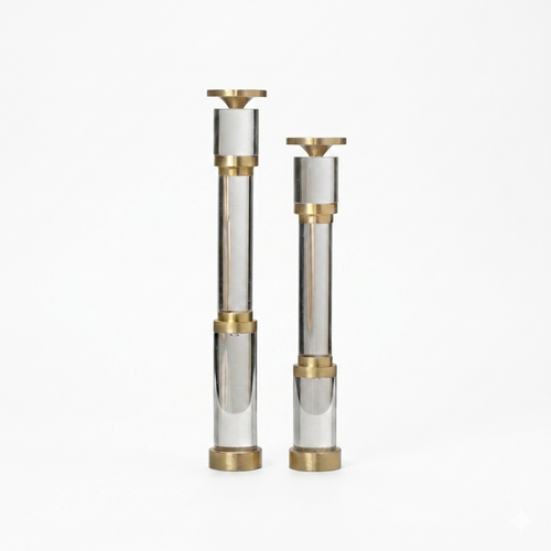 Luxury Acrylic & Brass Pillar Candle Holders