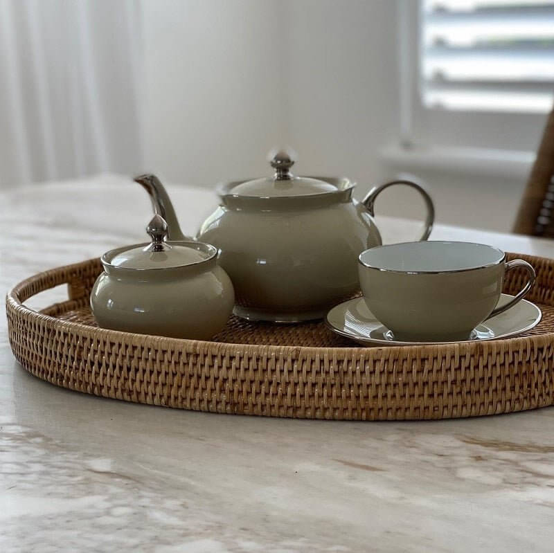 Mandalay Handwoven Oval Rattan Tray