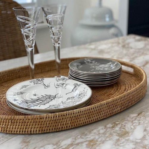 Mandalay Handwoven Oval Rattan Tray