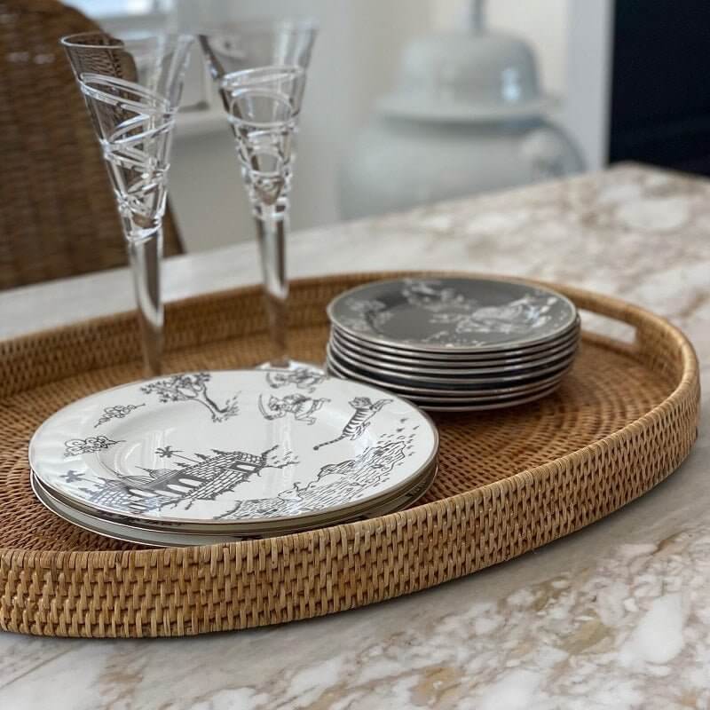 Mandalay Handwoven Oval Rattan Tray