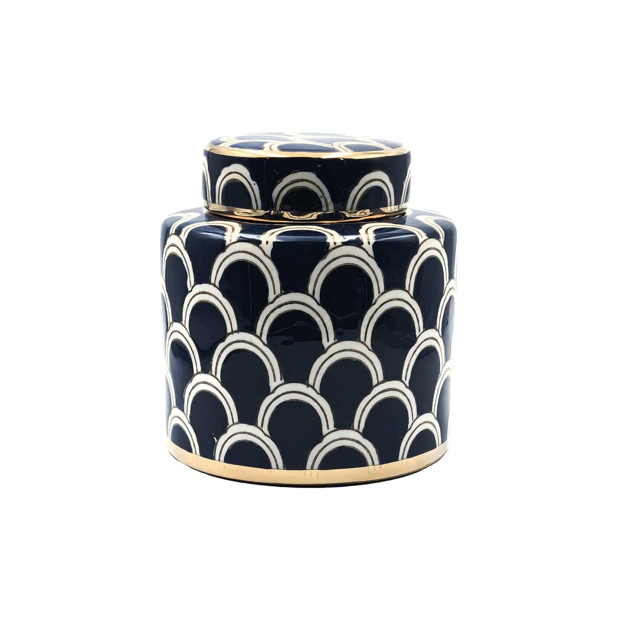 Matisse Navy Gold Fine Ceramic Jar Small