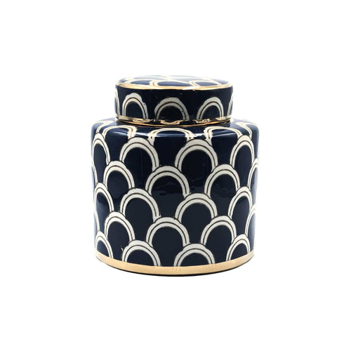 Matisse Navy Gold Fine Ceramic Jar Small