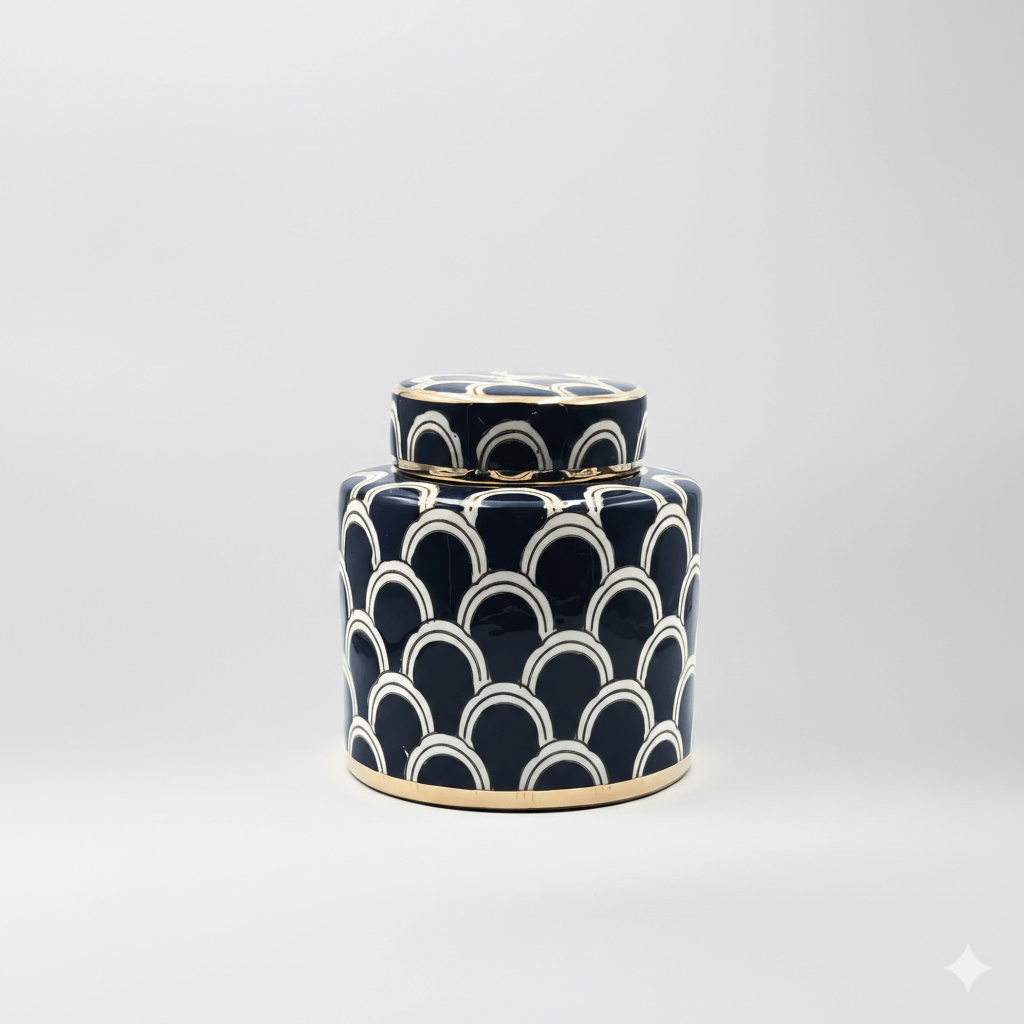 Matisse Navy Gold Fine Ceramic Jar Small