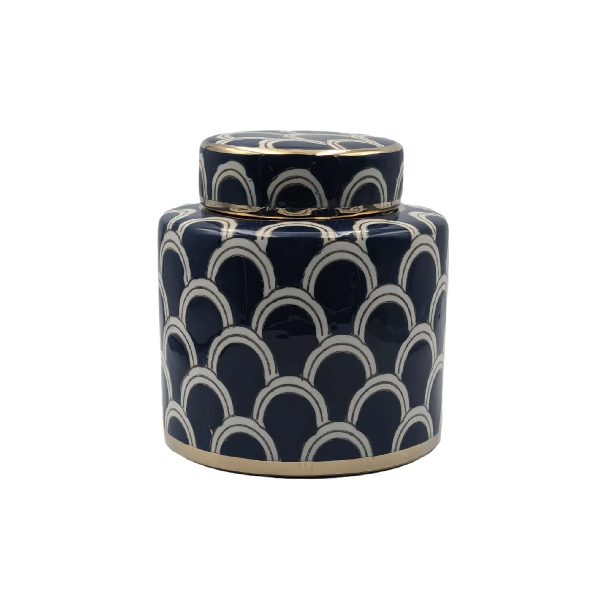 Matisse Navy Gold Fine Ceramic Jar Small