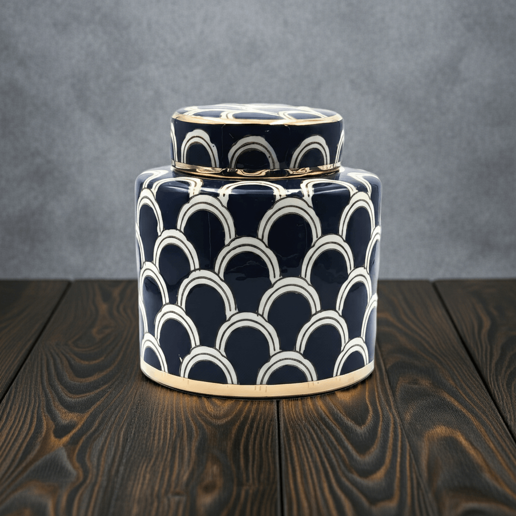 Matisse Navy Gold Fine Ceramic Jar Small