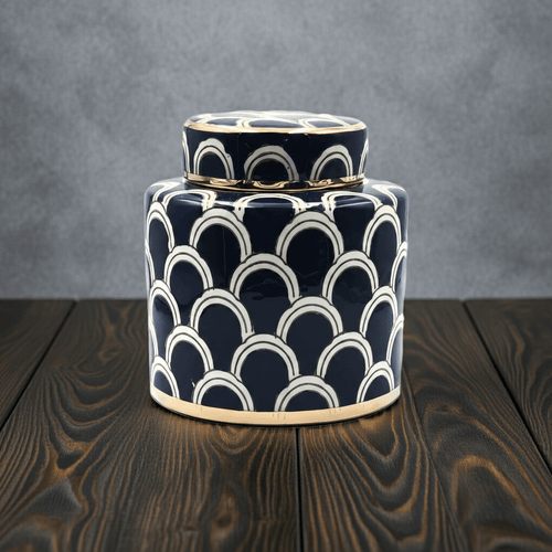 Matisse Navy Gold Fine Ceramic Jar Small
