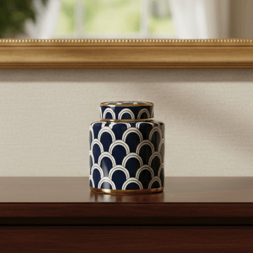 Matisse Navy Gold Fine Ceramic Jar Small