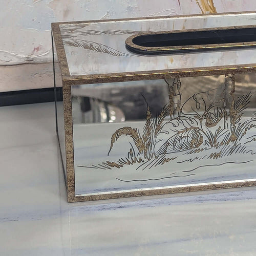 Mercury Champagne Mirrored Tissue Box Gold