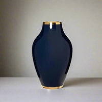 Midnight Navy Gold Ceramic Statement Vase