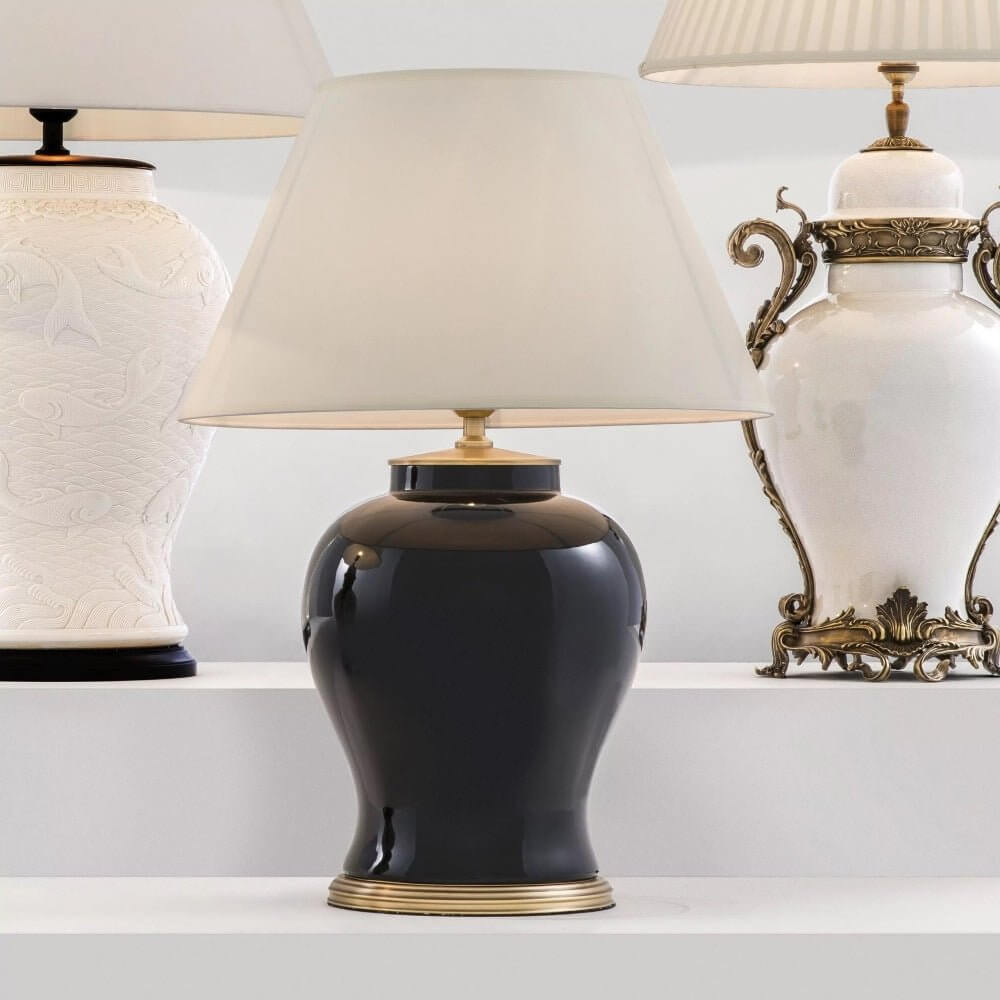 Modern Black Ceramic Table Lamp 51cm