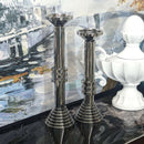 Modern Chrome Sculptural Candle Holder Set