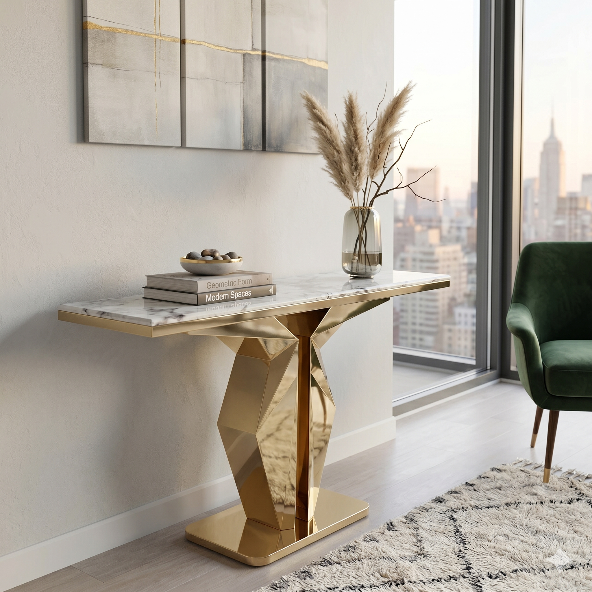 Modern Faux Marble Console Table 160cm
