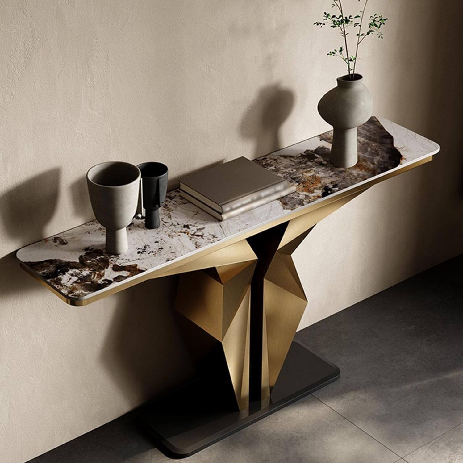 Modern Faux Marble Console Table 160cm