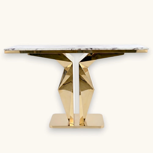 Modern Faux Marble Console Table - 160cm Gold