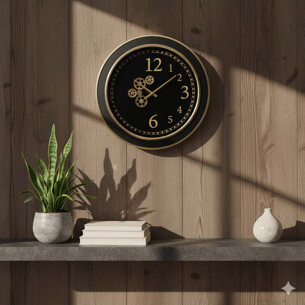 Modern Industrial Gold Gear Clock 67cm