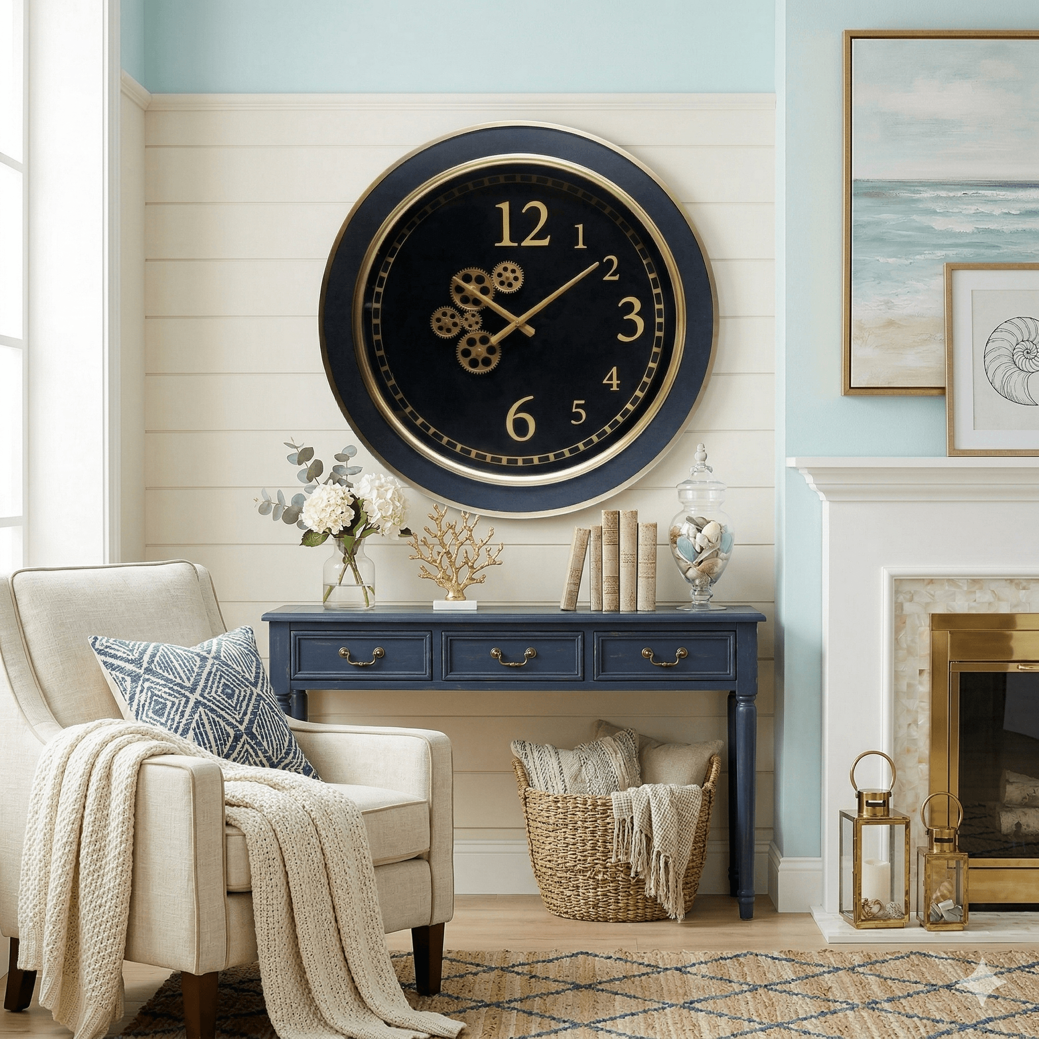 Modern Industrial Gold Gear Clock 67cm