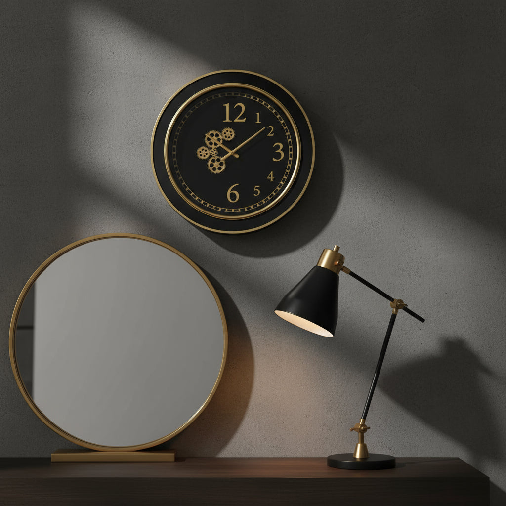 Modern Industrial Gold Gear Clock 67cm