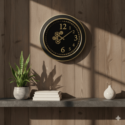 Modern Industrial Gold Gear Clock 67cm