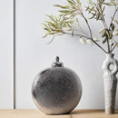 Modern Round Silver Lidded Ceramic Urn