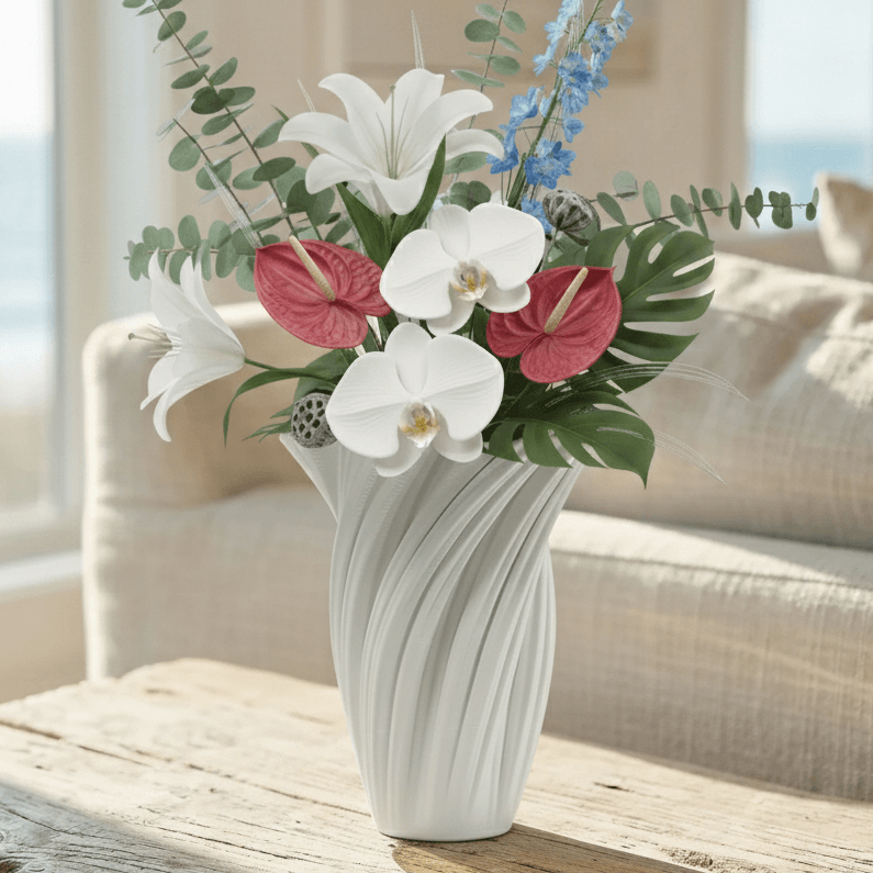 Modern Sculptural 3D Printed Porcelain Vase