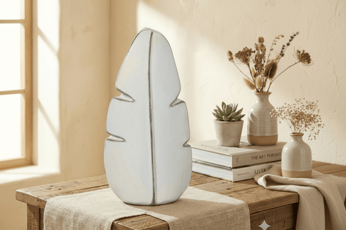 Modern White Ceramic Leaf Sculpture