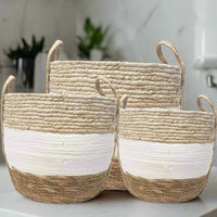 Modern Woven Basket Set Natural Fibers