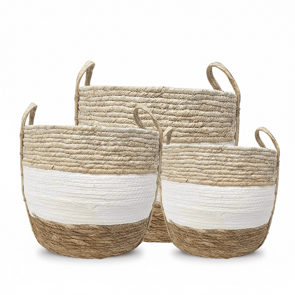 Modern Woven Basket Set Natural Fibers