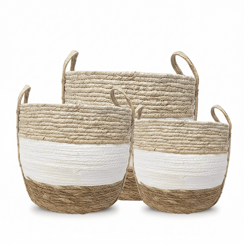 Modern Woven Basket Set Natural Fibers