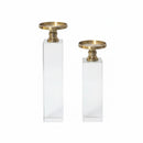 Modern Crystal & Gold Candle Holder Set