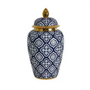 Moroccan Inspired Navy Gold Ceramic Jar