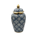 Moroccan Inspired Navy Gold Ceramic Jar