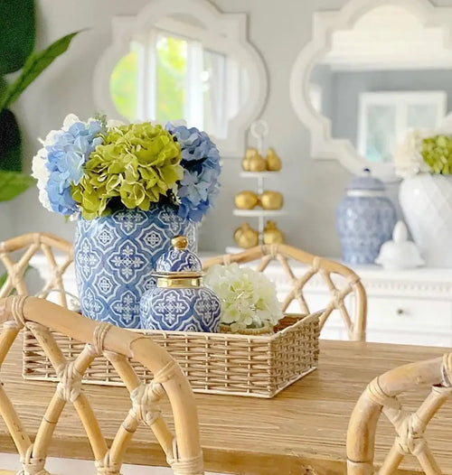 Moroccan Inspired Navy Gold Ceramic Jar