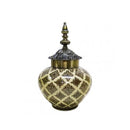 Moroccan Taupe Brass Accent Ceramic Jar